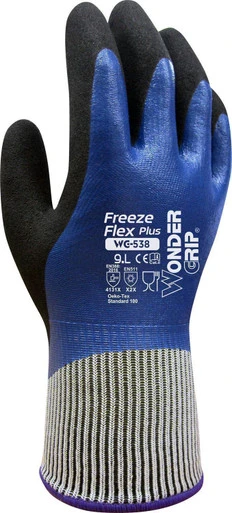 Wonder Grip WG-538 Freeze Flex Plus Fully Double Coated Cold-Resistant Gloves